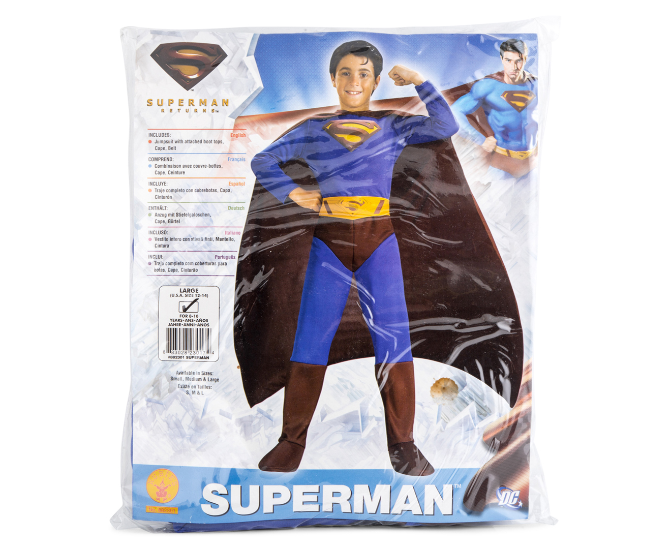 Rubies Boys' Size L Superman Costume - Blue/Red | Catch.co.nz