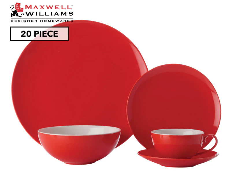 Maxwell & Williams Colour Basics 20-Piece Coupe Dinner Set - Red