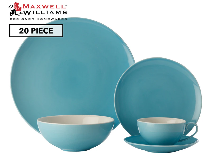 Maxwell & Williams Colour Basics 20-Piece Coupe Dinner Set - Sky