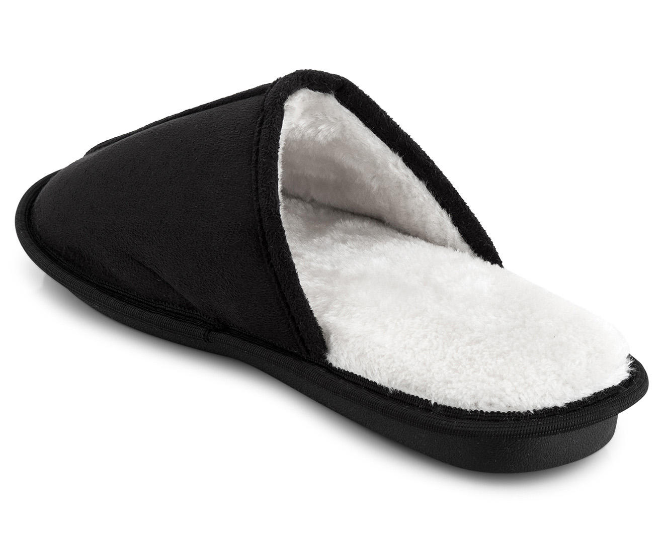 Men's New Faux Fur Slipper Black Catch.co.nz