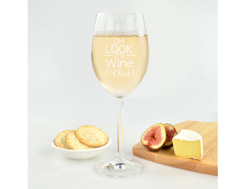 Engraved 'Wine O'clock' Premium Wine Glass - 360ml