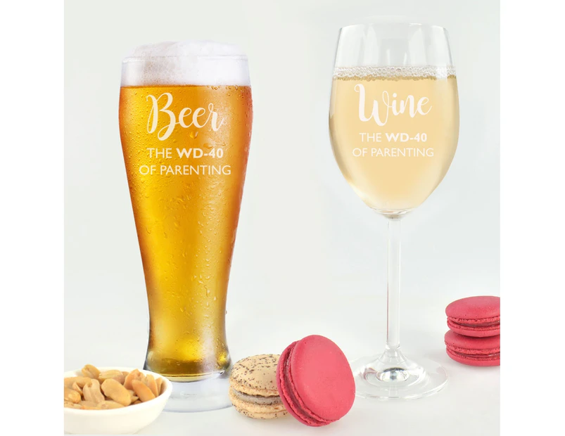 The Ultimate Parenting Survival Beer and Wine Glass Set