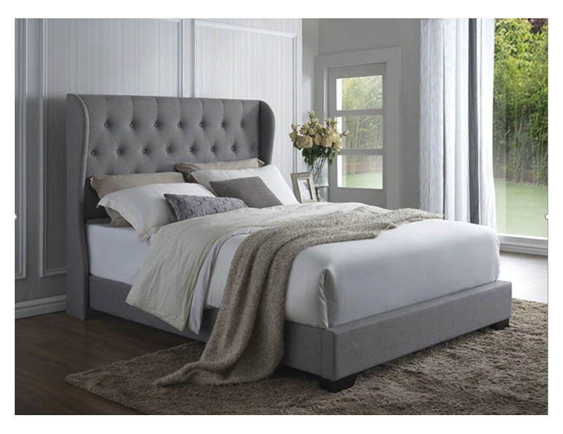 Istyle Wimbledon King Bed Frame Fabric Grey