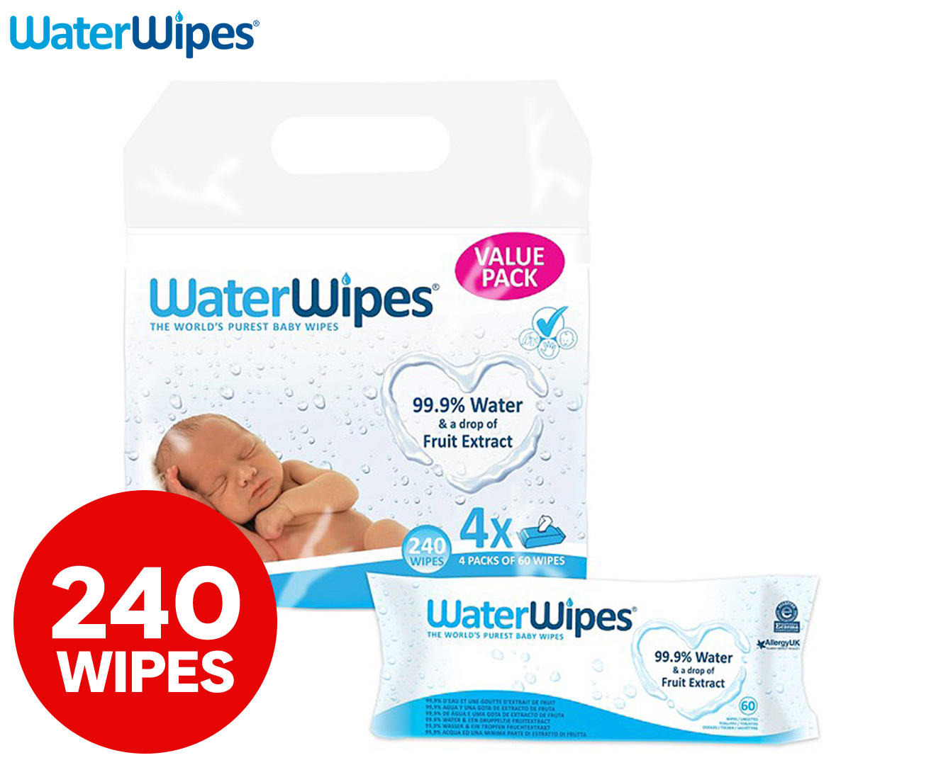 WaterWipes Baby Wipes Unscented 240 ct 