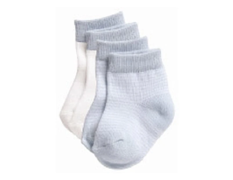 Playette 2Pk Preemie FASHION Newborn Baby Boy Socks Blue (Gripp Soles)