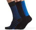 Bonds Men's Business Fine Knit Crew Socks 3-Pack - Black/Blue
