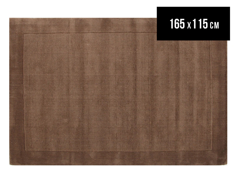 Rug Culture 165x115cm Deluxe Hand Loomed Wool Lux Rug - Taupe