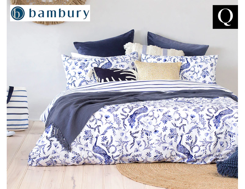 Bambury Bluebird Queen Bed Quilt Cover Set - Blue/White