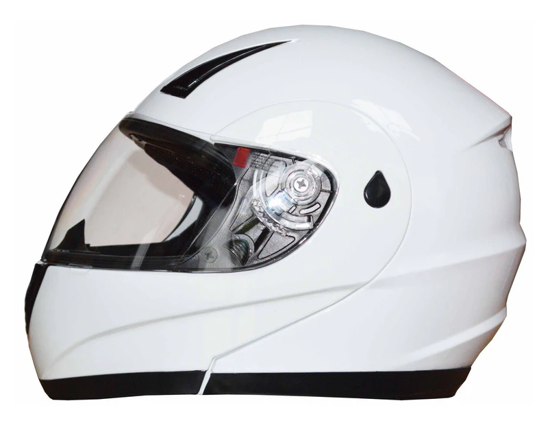 Full Face Modular Flip Up Front Motorcycle Helmet White AS/NZS1698