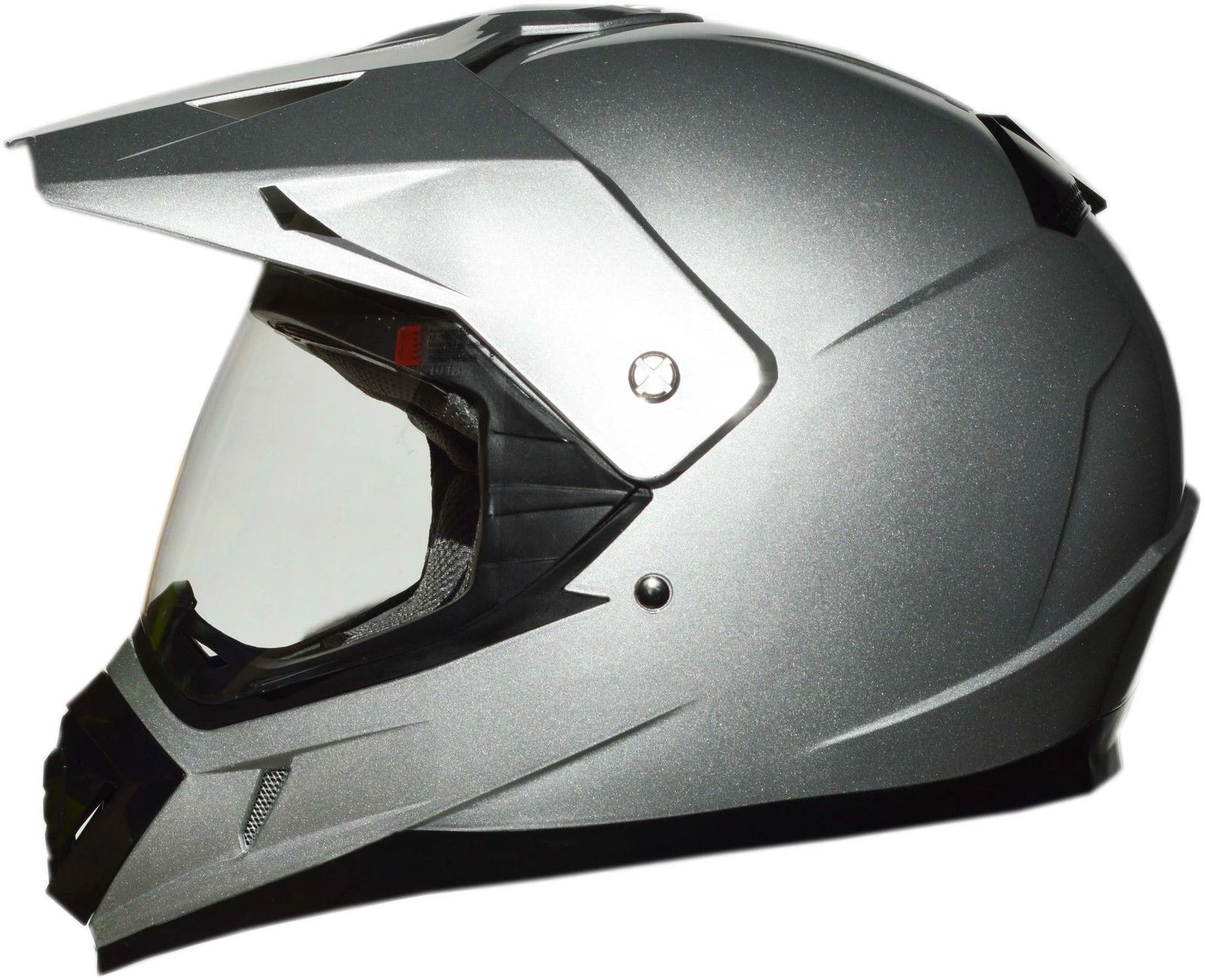 Full Face Dual Sport Motorcycle Motocross Helmet Silver