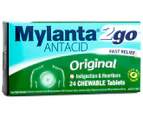 2 x Mylanta 2go Original Antacid Chewable 24 Tabs
