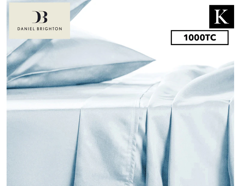 Daniel Brighton 1000TC Luxury Cotton Rich King Bed Sheet Set - Pale Blue