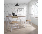 Set of 2 Dining Chair Solid Wood Scandinavian White Oak + Natural - High back Seat