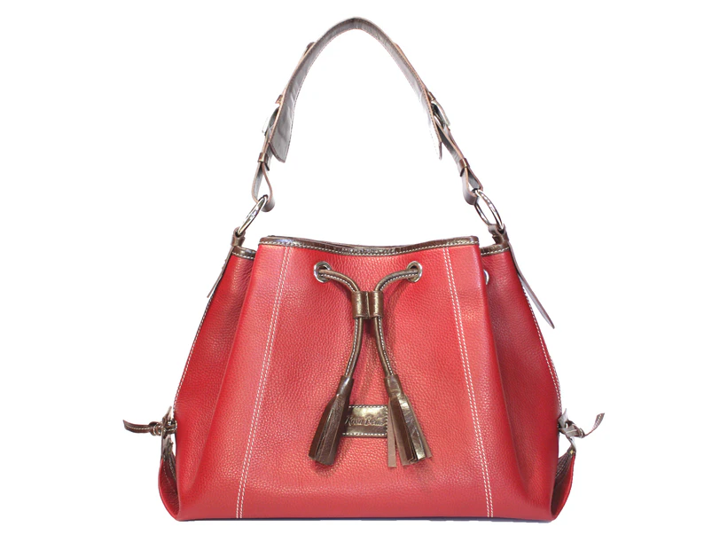 Rosa Bella Lucca Genuine Leather Handbag - Red