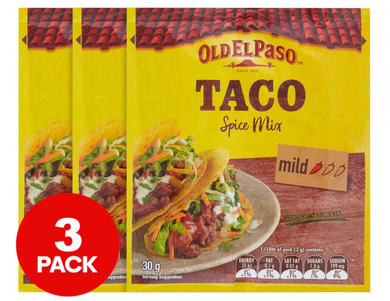 3 x Old El Paso Taco Spice Mix Mild 30g
