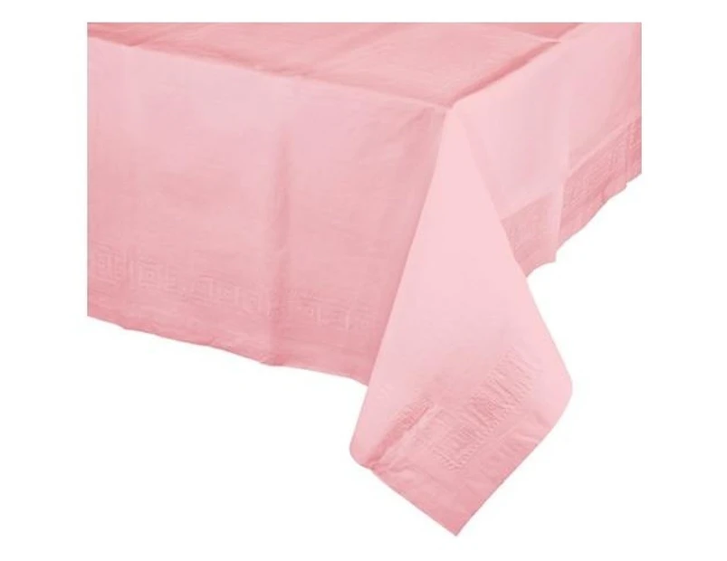 Pastel Pink Plastic Lined Party Tablecloth