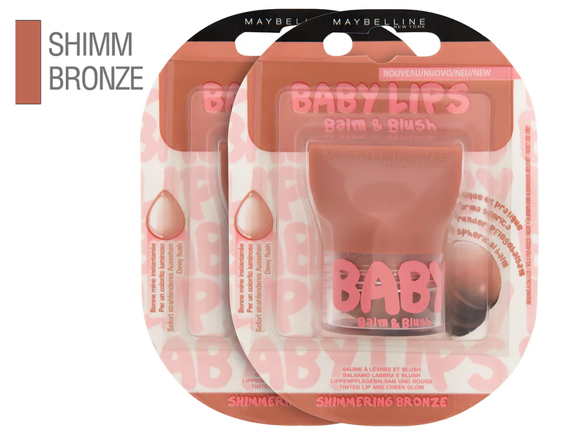 2 x Maybelline Baby Lips Balm & Blush 3.5g - #06 Shimmering Bronze