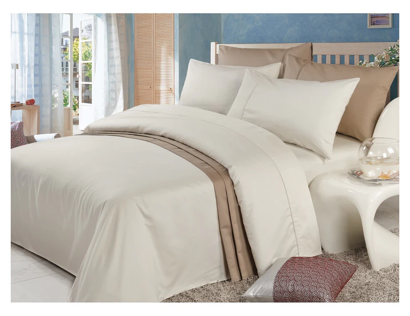 2000TC Five Star Luxury Double Bed Quilt cover set -Ivory