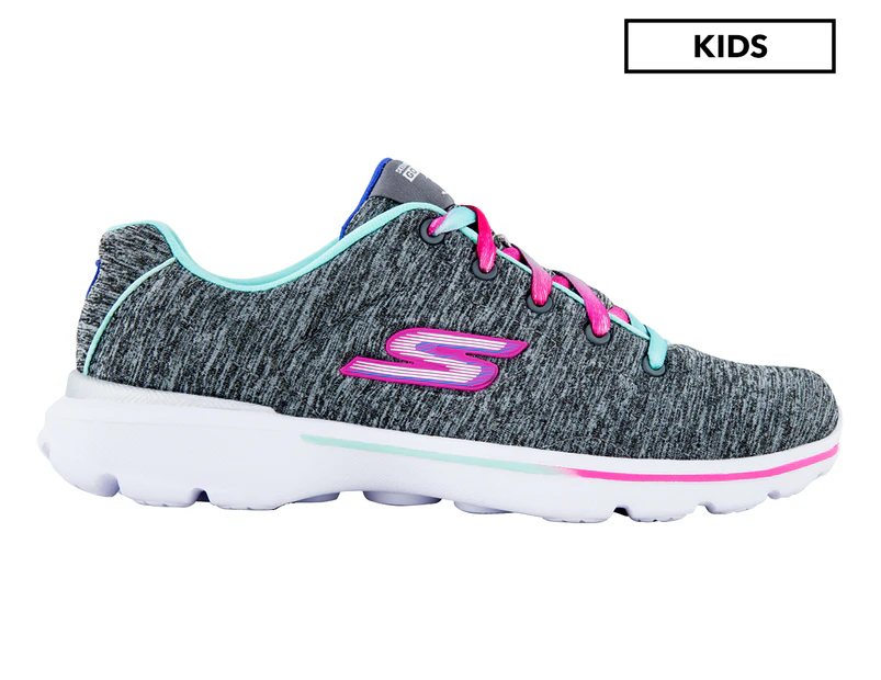 Skechers Pre/Grade-School Girls' GOwalk 3 Jersey Jumpers Shoe - Grey/Multi