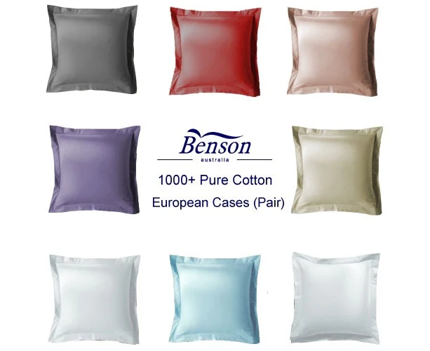 1000TC Pure Cotton Euro Pillowcases  BLACK