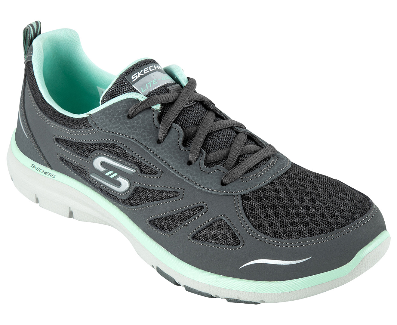 Skechers Women's Galaxies Enigma Shoe - Charcoal/Green | Catch.com.au