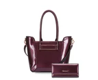Vera May Katie - set of 2 - Patent Faux Leather, plum Handbag
