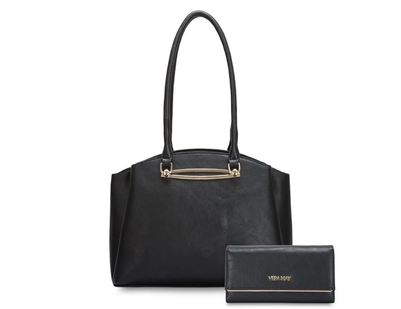Vera May Pretty - set of 2 - Faux Leather, Black Handbag