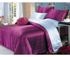 Luxury Soft Silky Satin King Size Quilt Cover Set-Red Wine