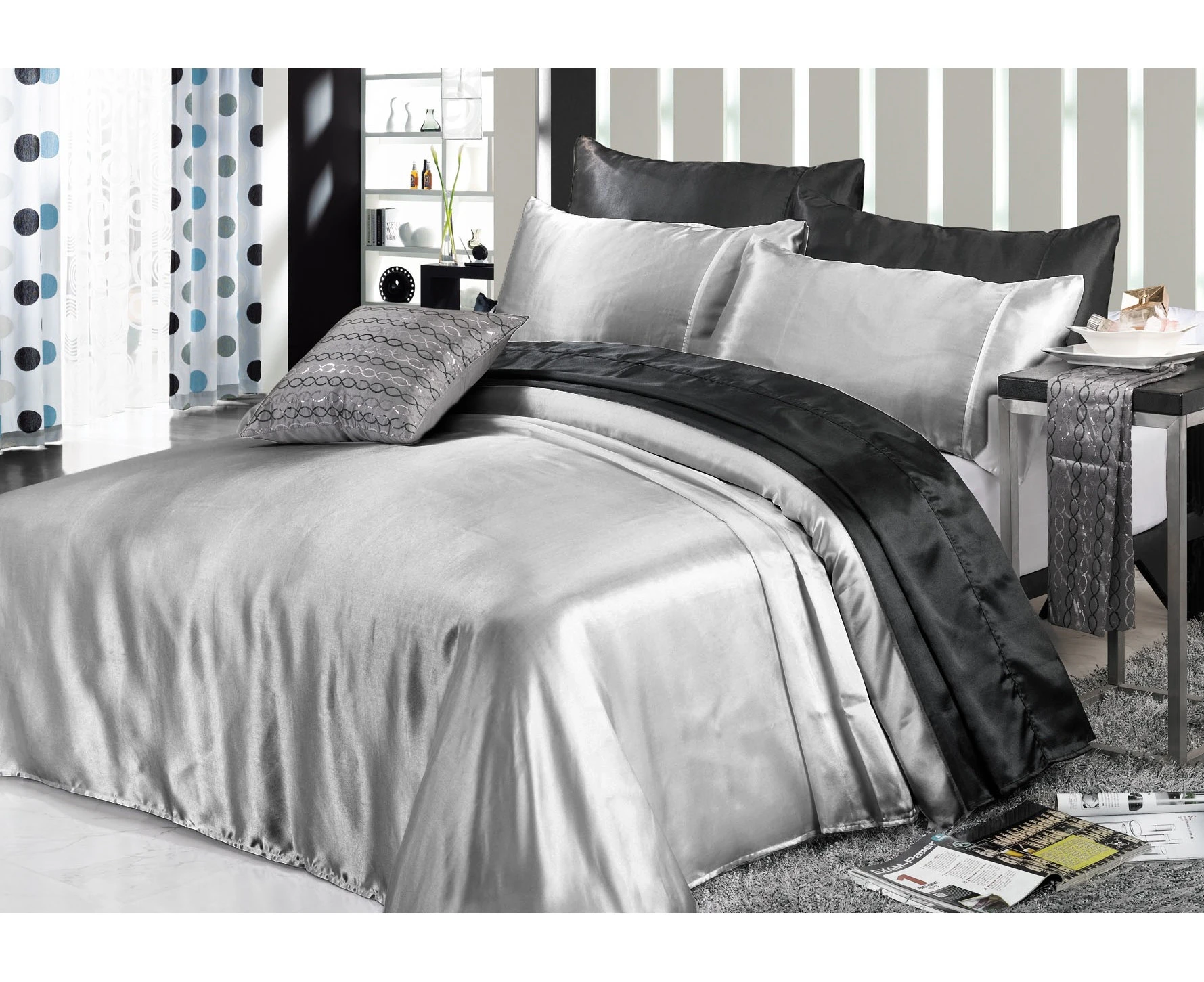 Luxury Soft Silky Satin Kingsingle Bed Sheet Set-Silver