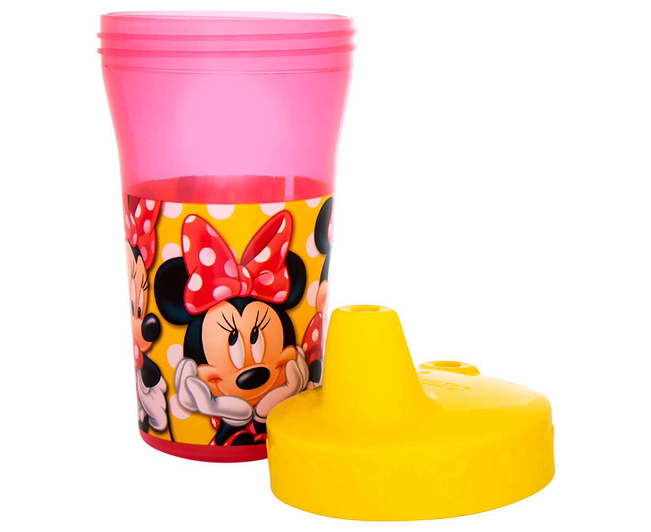 2 x Disney Minnie Mouse 270mL Screw Top Sippy Cup - Pink/Yellow/Multi ...