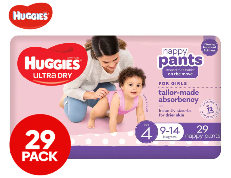 Huggies Toddler Nappy Pants For Girls 9-14kg 29pk