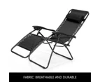 Reclining Chair Zero Gravity Sun Bed Beach Chair - Black