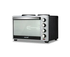 Maxkon 38L Portable Oven Electric Convection Toaster with Rotisserie & Hotplates â€“ Black
