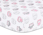 Belle Chevron Owl 3-Piece Cot Bedding Set - Pink/Grey