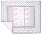 Belle Chevron Owl 3-Piece Cot Bedding Set - Pink/Grey