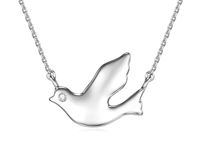 Mestige Girls' Away With The Clouds Songbird Necklace w/ Swarovski® Crystal - Silver
