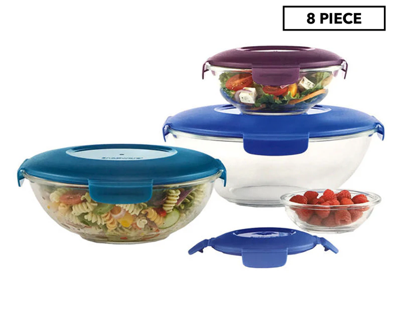 Snapware Airtight Glass 8-Piece Mixing and Food Storage Bowl Set