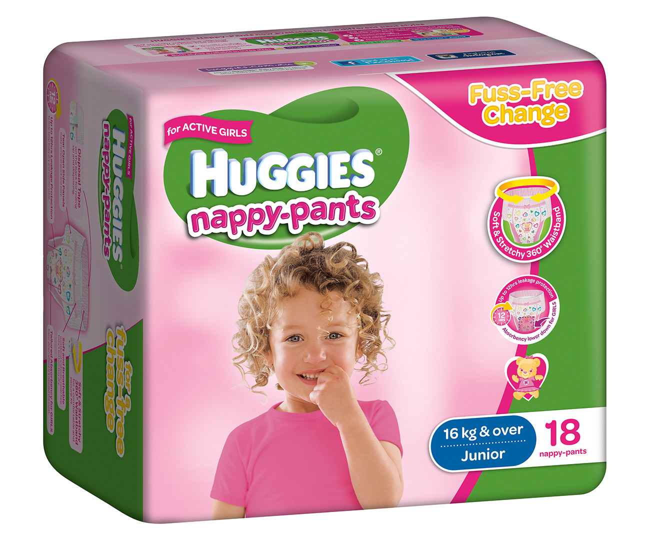 Huggies Nappy Pants For Girls Junior 15kg+ 18pk