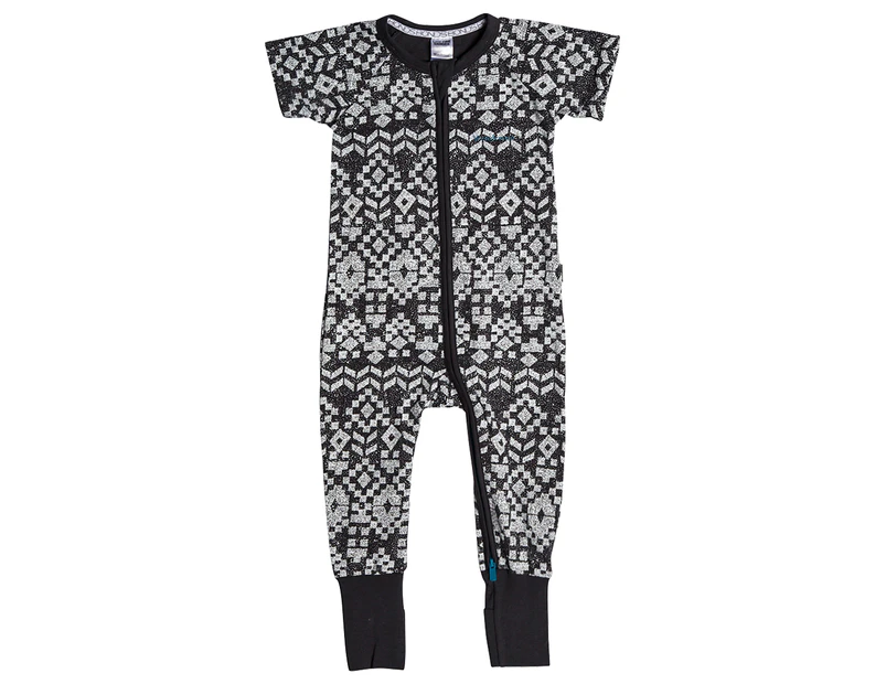 Bonds Baby Pattern Print Zip Wondersuit - Black/White