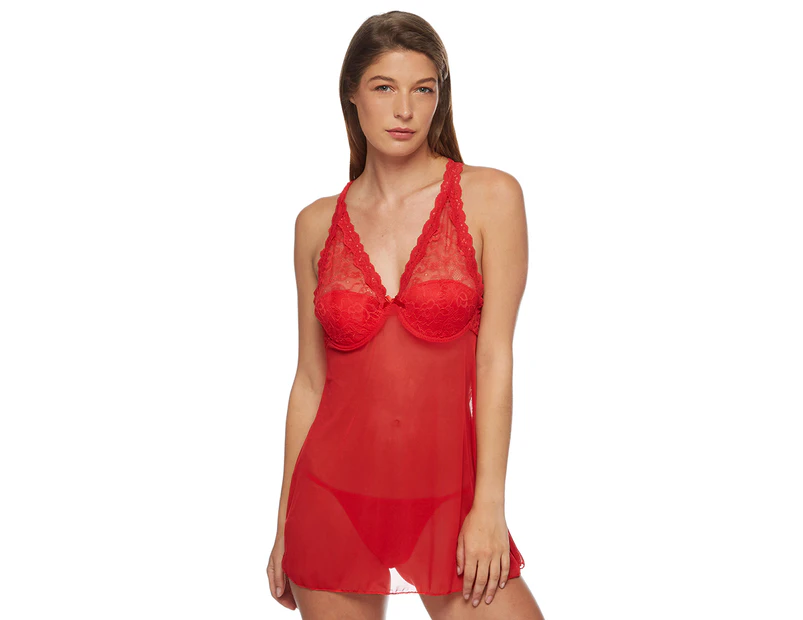 Just Sexy Lace Baby Doll w/ G-String - Red