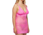 Just Sexy Plus Size Mesh Baby Doll w/ G-String - Pink