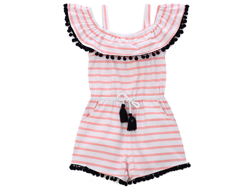 Funky Babe Junior Girls' Stripe Jumpsuit - Pink