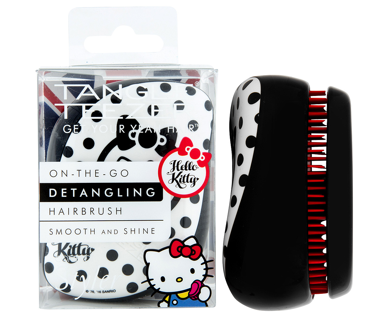 Tangle Teezer On-The-Go Hello Kitty Detangling Hairbrush - Black/White