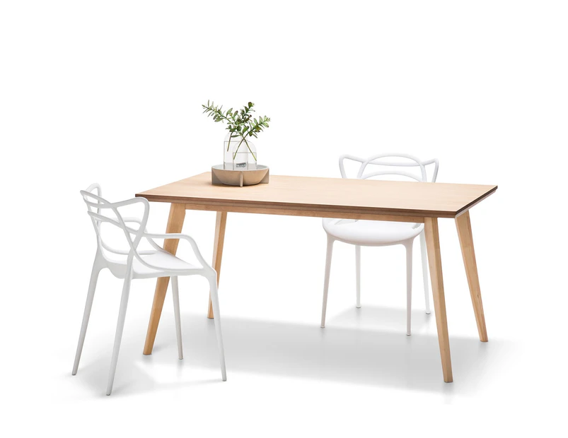 Natural Oak 1.5m Dining Set with 4x Replica White Master Chairs