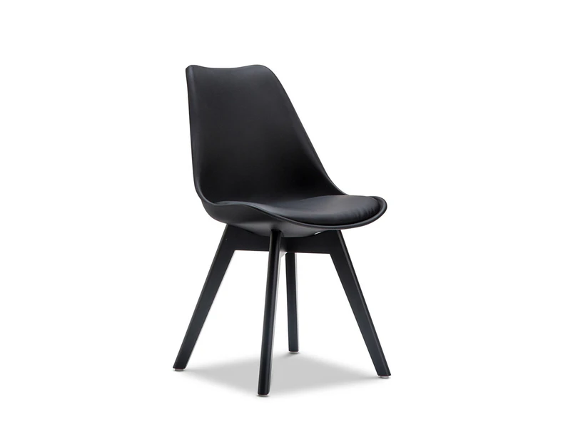 All Black Padded Eames DSW Dining Chair Set of 2