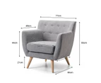 Scandinavian Retro Grey Upholstered Accent Chair