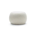 Beige Round Fabric Cushioned Pouf Ottoman Footstool