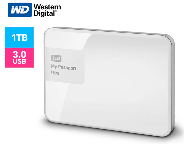 WD My Passport Ultra 1TB Portable Hard Drive - White