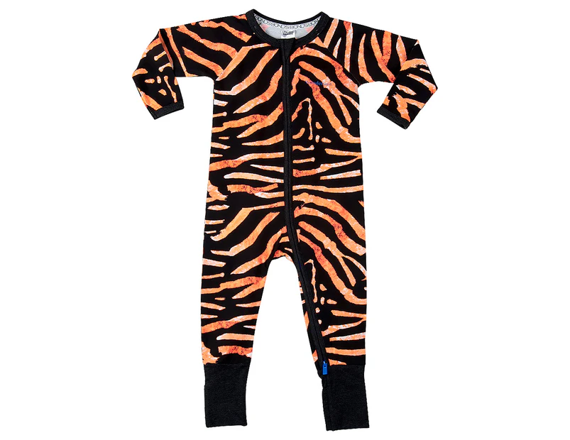 Bonds Baby/Toddler Tiger Stripes Zip Wondersuit - Black/Coral