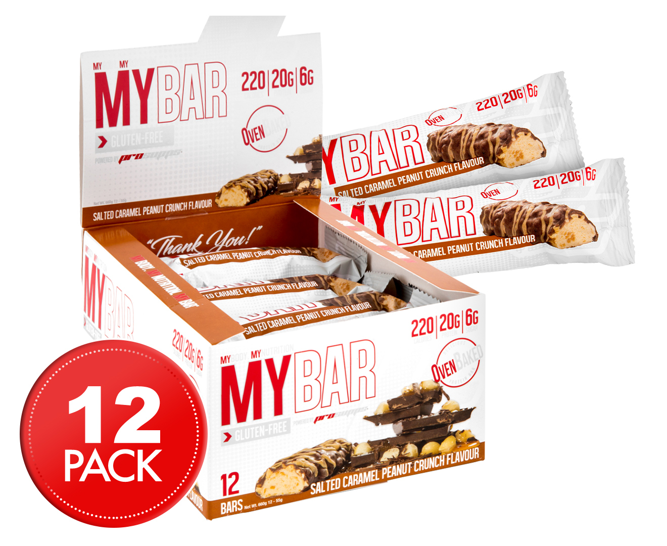 12 x ProSupps MyBar Salted Caramel Peanut Crunch 55g | Catch.com.au